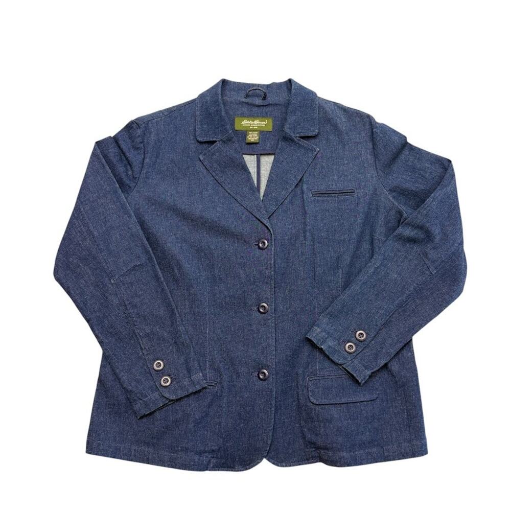 Vintage Eddie Bauer Denim Blazer Jacket Womens Size XXL